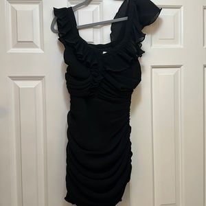 The Jet Set Diaries Black Ruffle Mini Dress